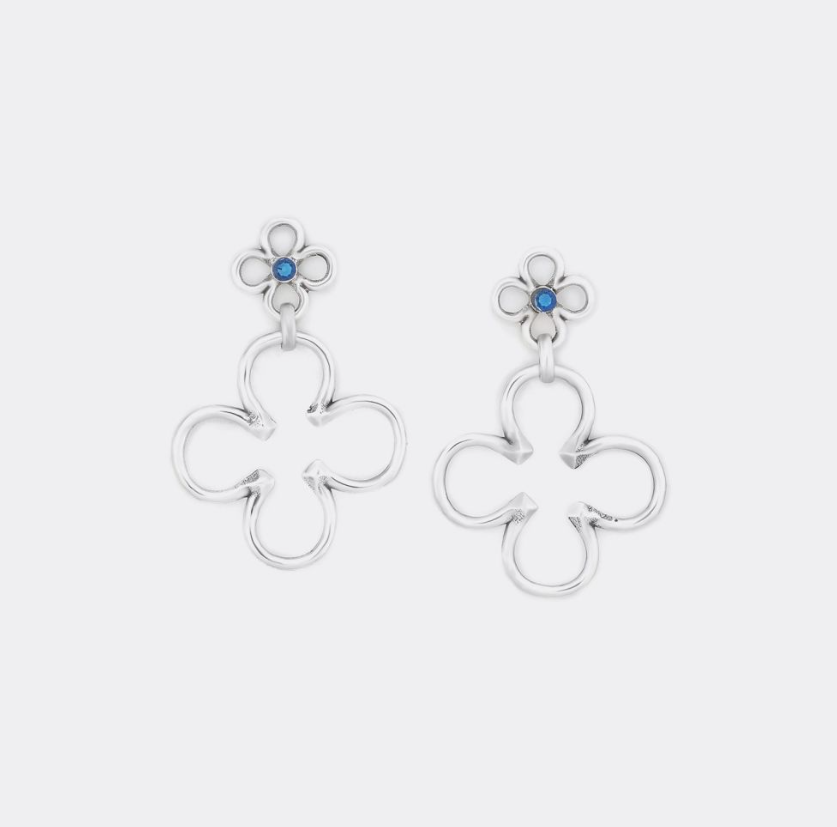 CLOVER - Boucles d\'oreilles 2 trèfles argenté