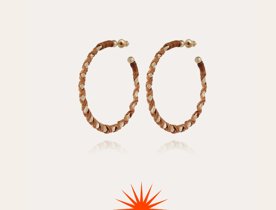 Boucles d\'oreilles créoles Bako moyen modèle dorées - Osier - Collection 55 ans