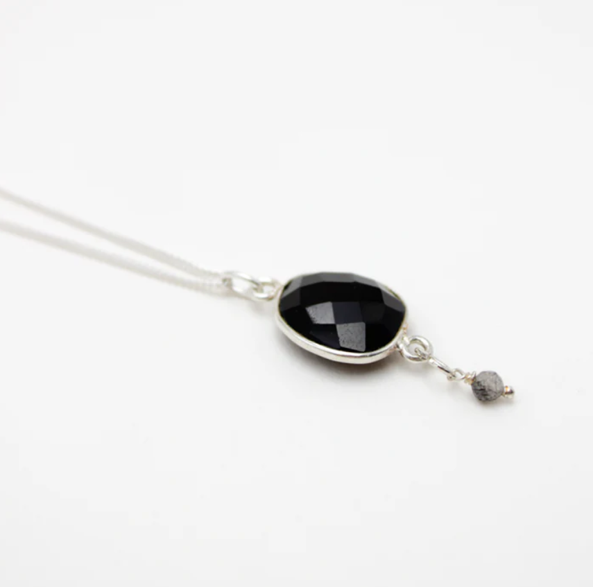 Collier Cathy argent - Onyx noir