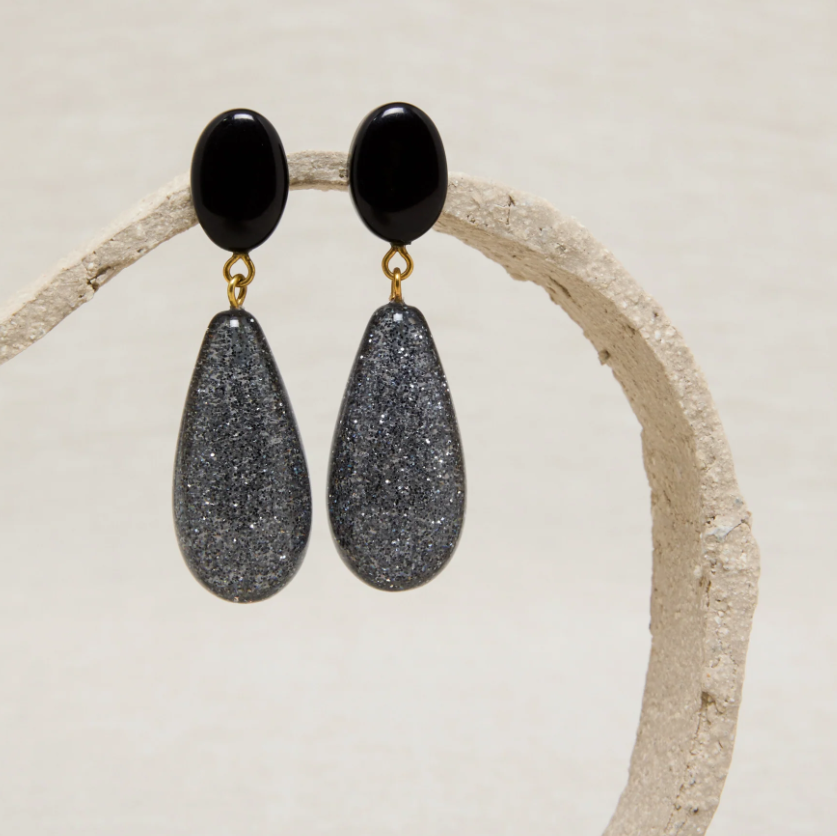 Boucles d\'oreilles Gallia - Noir/Noir brillant