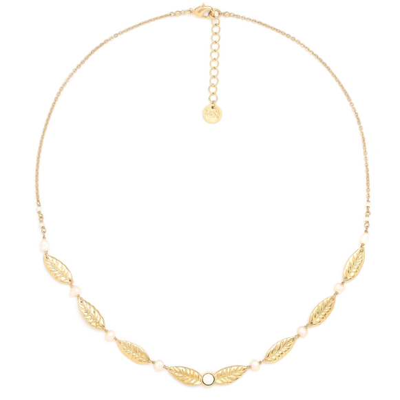 MERRY - Collier court multi feuilles dorees à l\'or fin