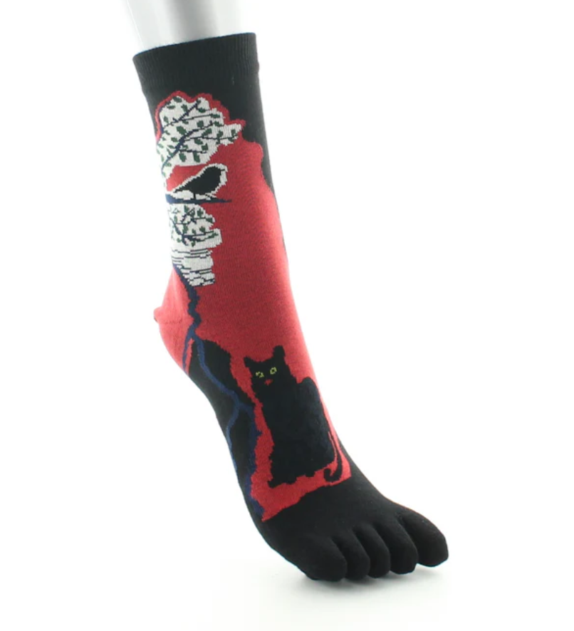 Chaussettes doigts de pieds en coton - Le chat et l\'oiseau