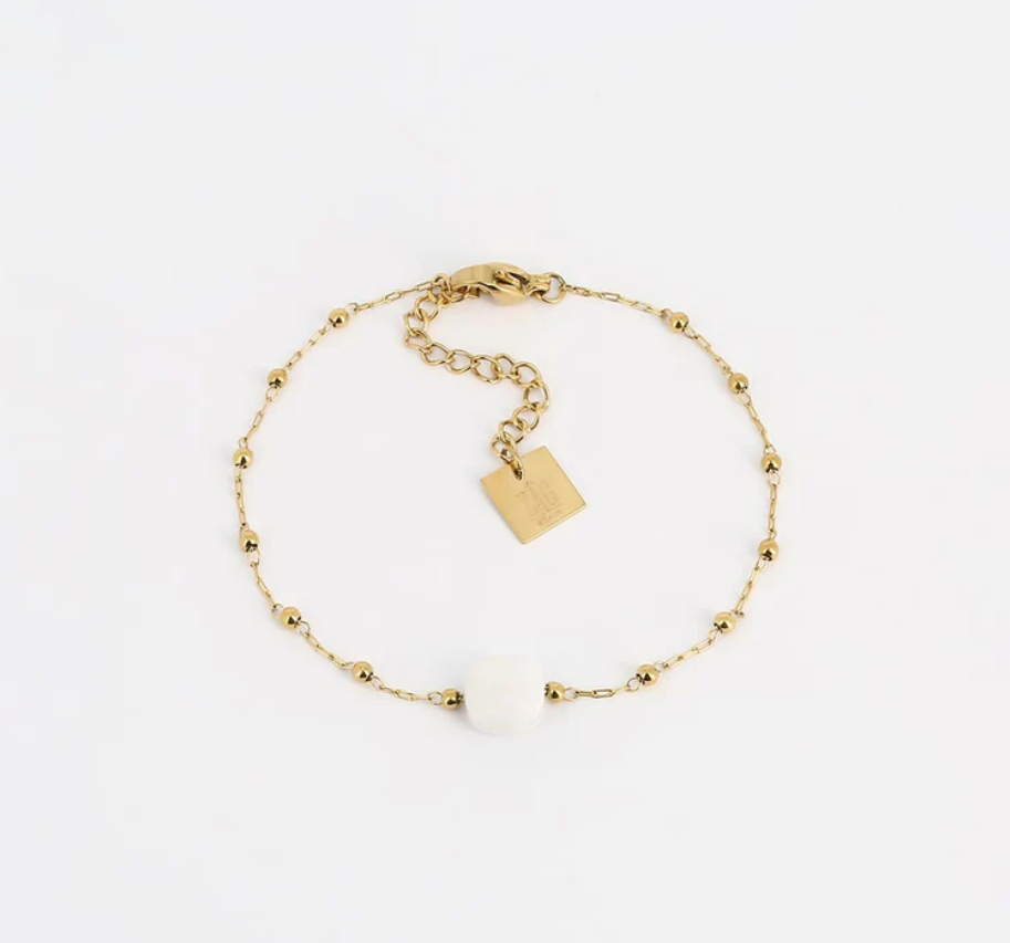Bracelet Pablo - Acier doré & Nacre