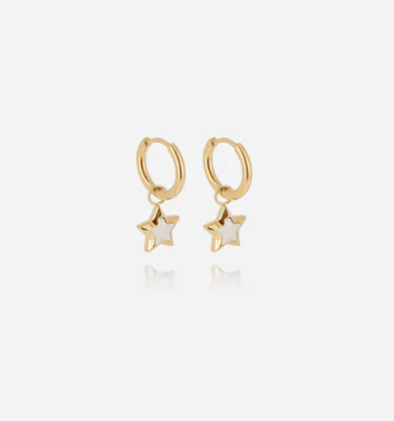 Boucles d\'oreilles Polaris - Acier doré & nacre