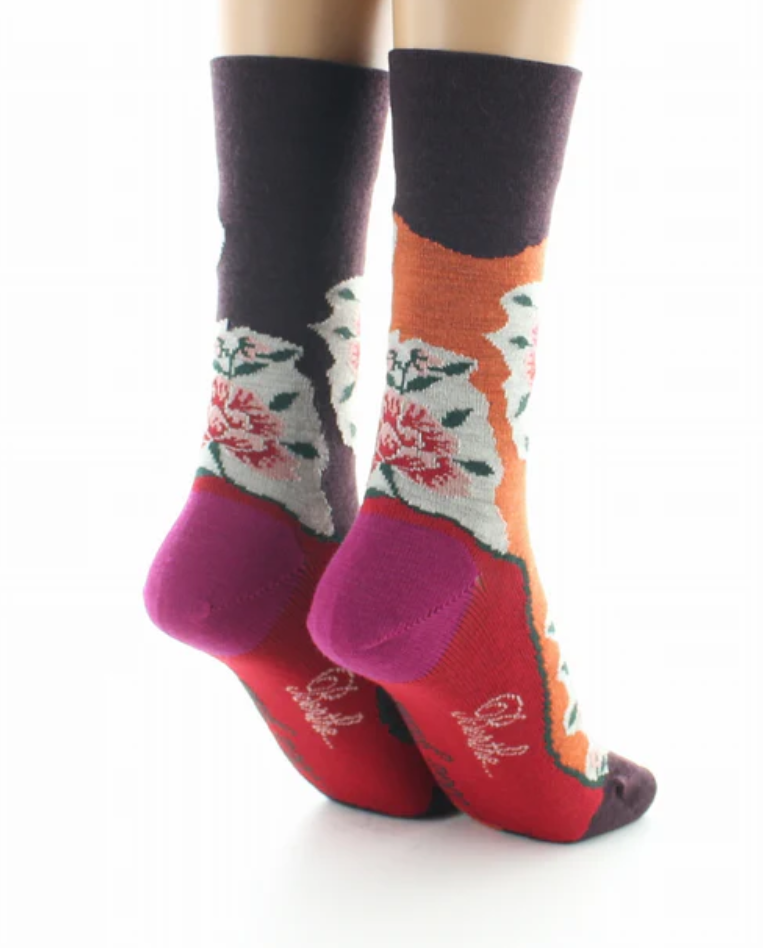 chaussettes_fleurs_orange_bordeaux_5