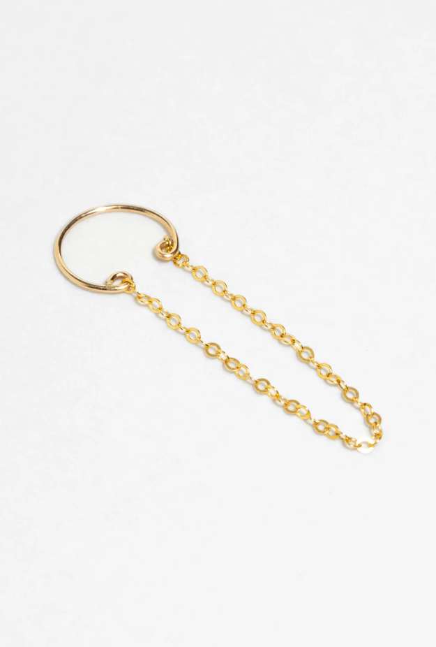 Faux piercing simple chaîne - Doré