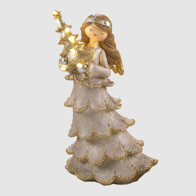 Ange avec sapin lumineux