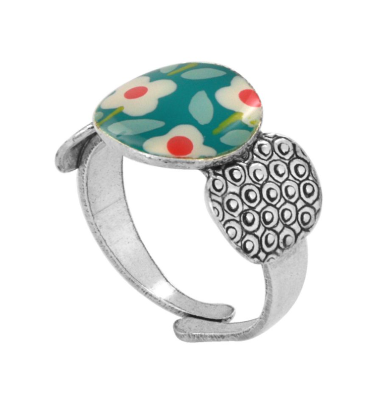 Bague Tweed - Argent bleu