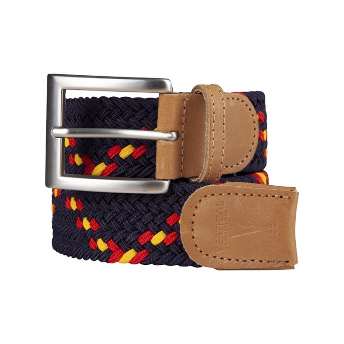 Ceinture tressée bleu orange jaune