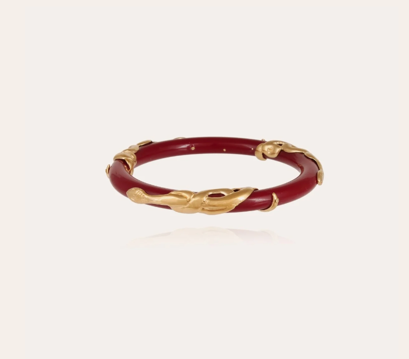 Bracelet Cobra jonc acétate doré - Rouge