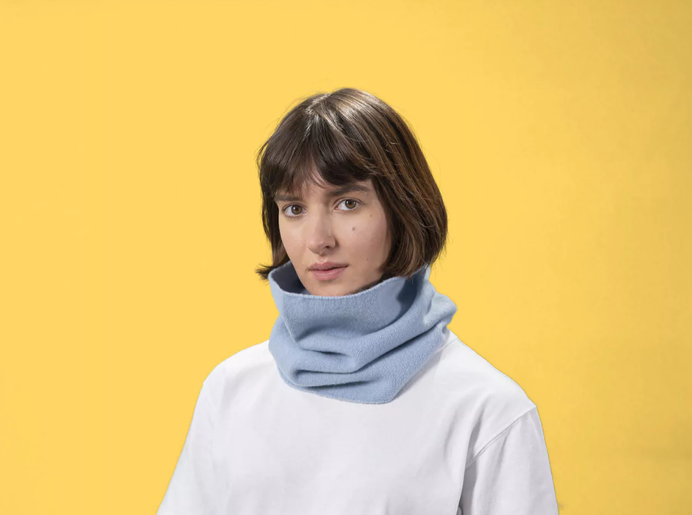 Bandeau / snood en laine - Bleu ciel