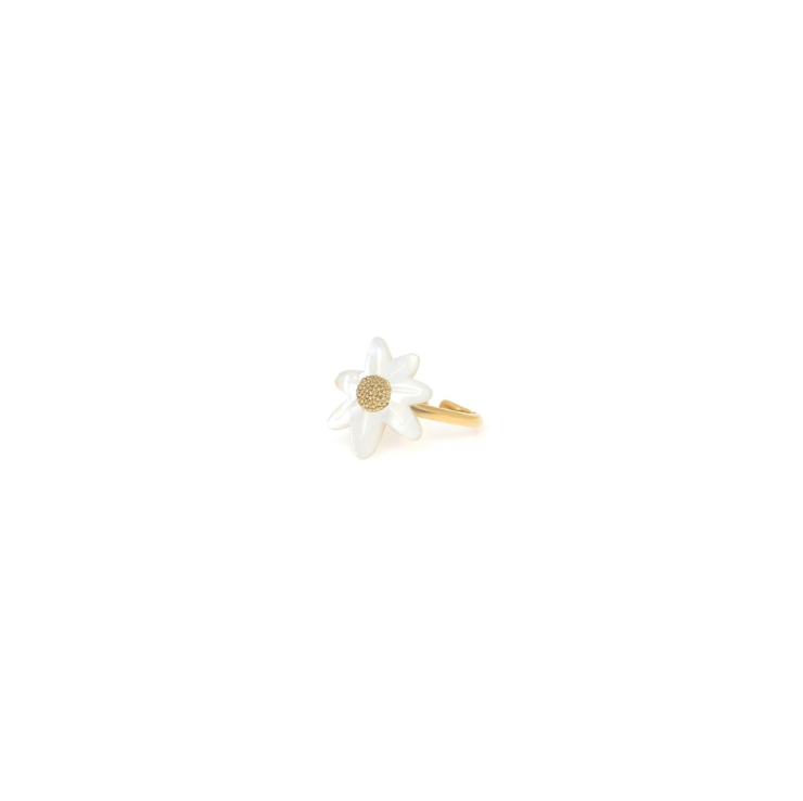 MARGUERITE - Bague ajustable petite fleur nacre blanche