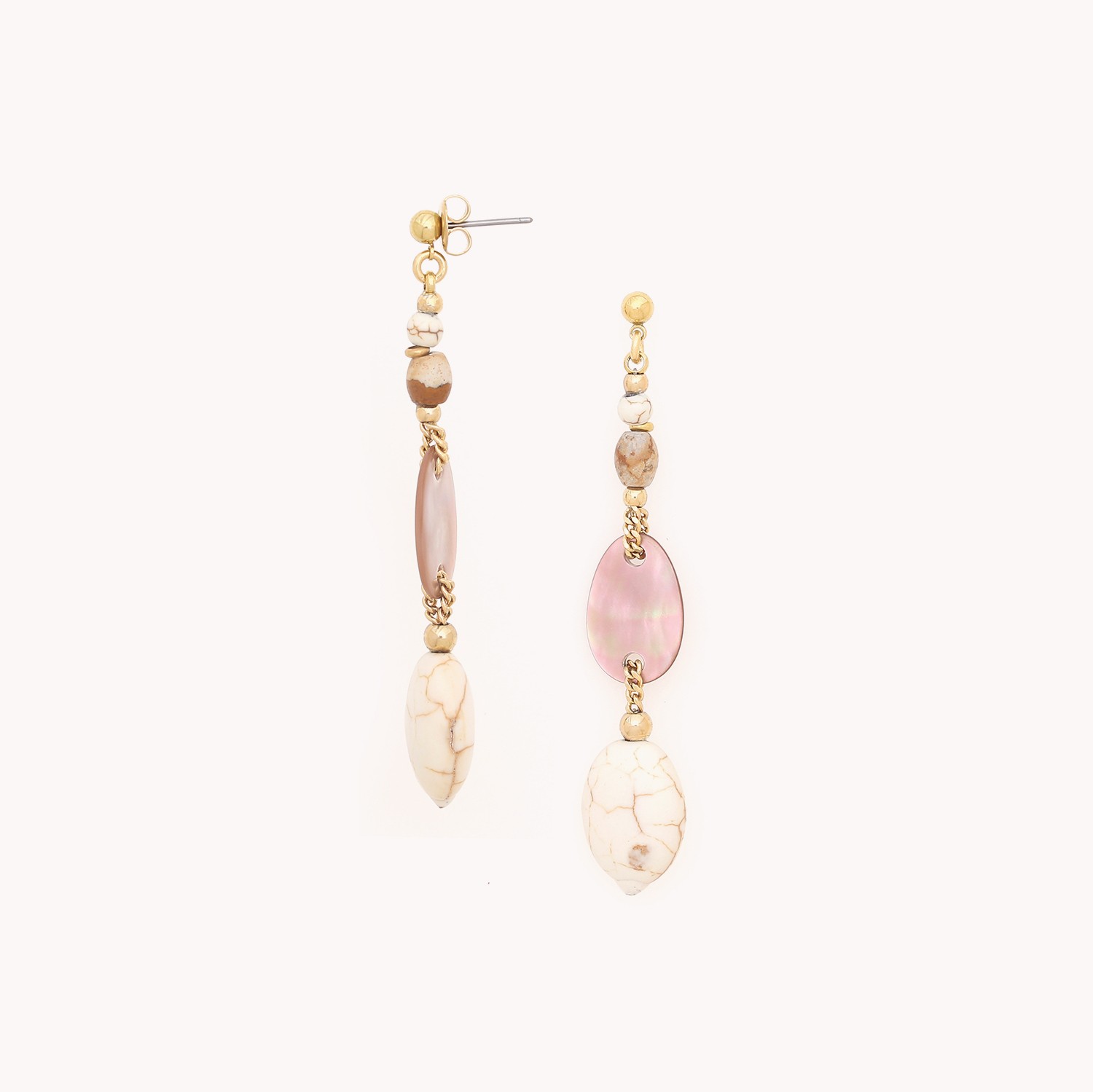 Boucles d\'oreilles poussoir longues - Alhambra