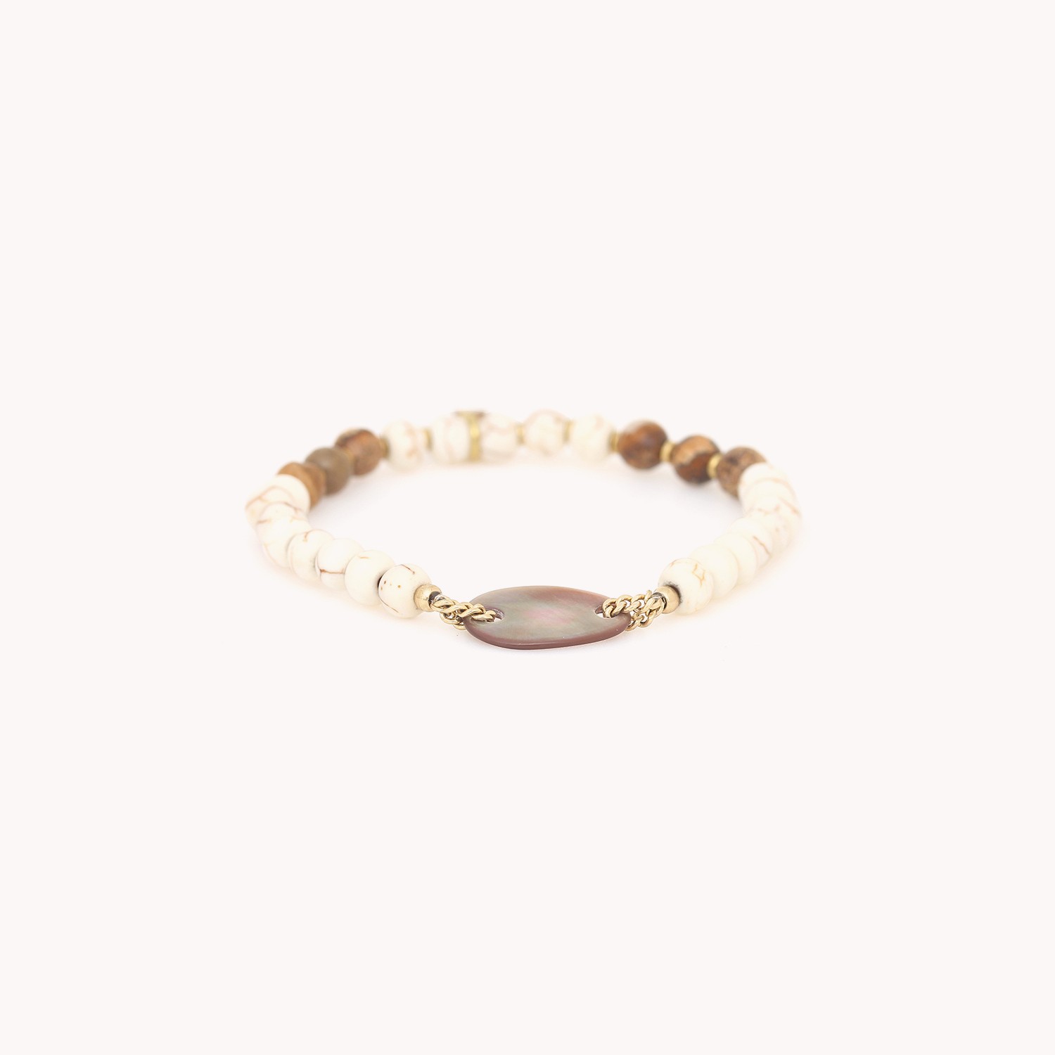 Bracelet semi-extensible médaillon nacre brune - Alhambra