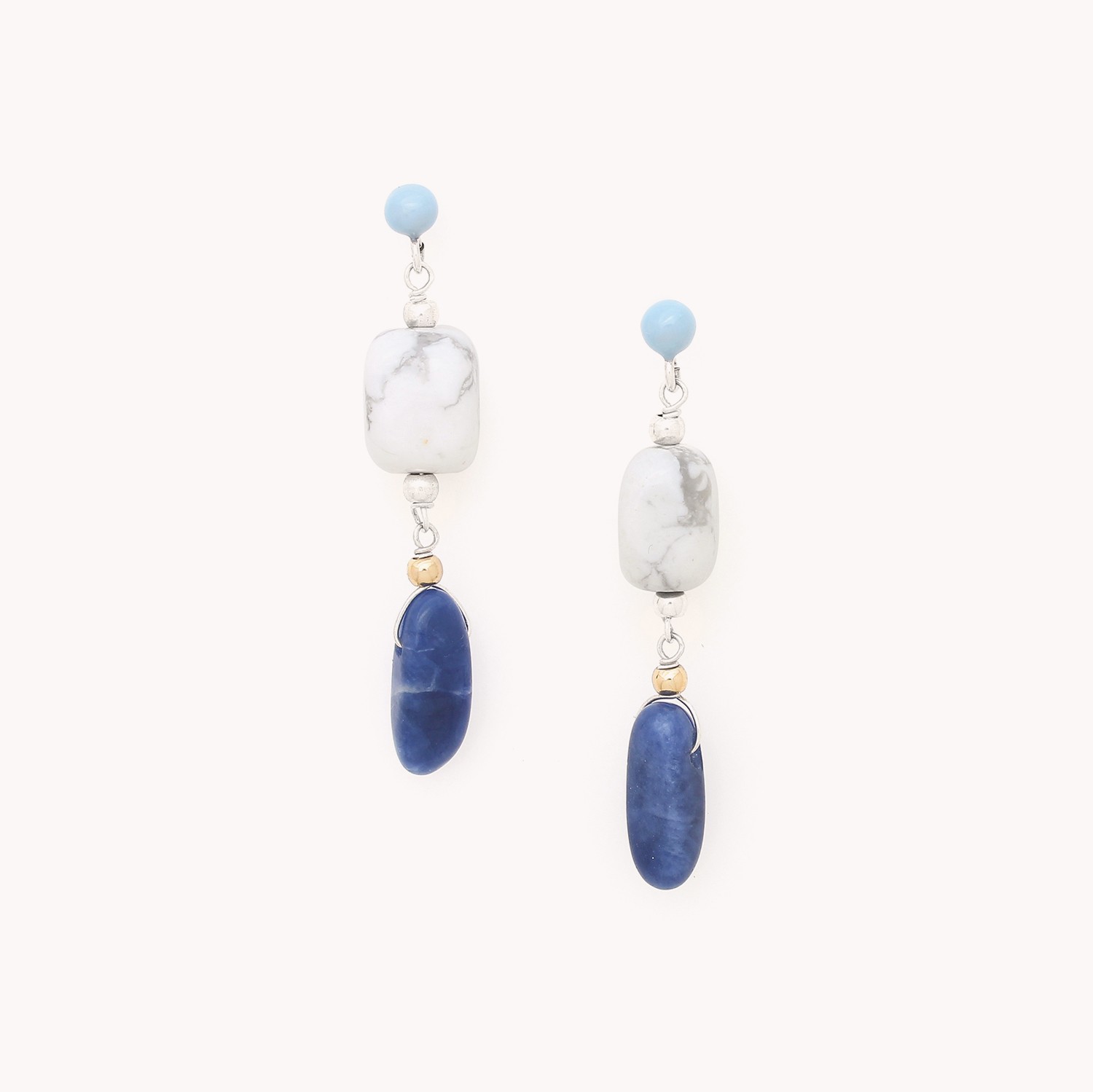 Boucles d\'oreilles poussoir mini top bleu - Arctique