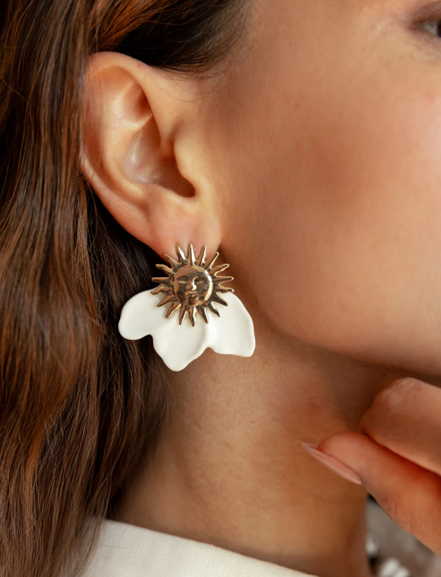 Boucles d\'oreilles soleil - Blanc