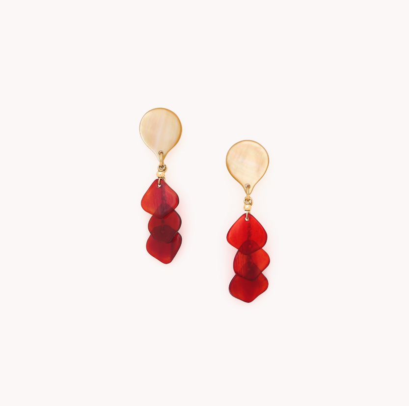 Boucles d\'oreilles poussoir 3 pampilles - Hibiscus