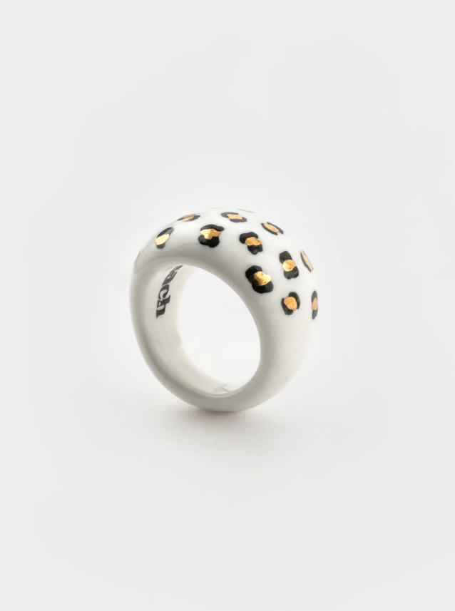 Bague léopard blanc & doré