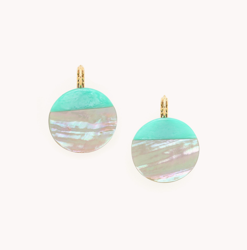 Boucles d\'oreilles dormeuses rondes - Lagune