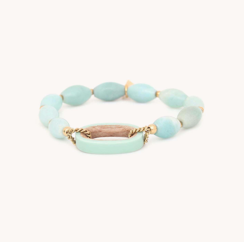 Bracelet semi extensible amazonite ovales - Mississipi