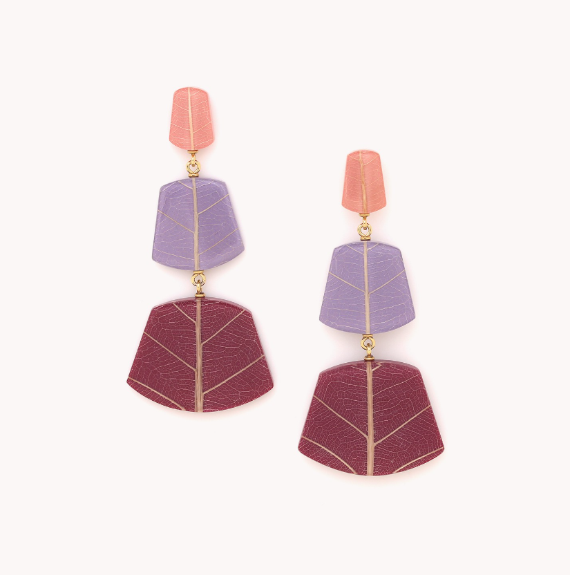 Boucles d\'oreilles poussoir 3 couleurs mauve - Rainbow ficus