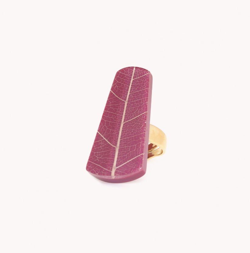 Bague ajustable grenat T56 - Rainbow ficus