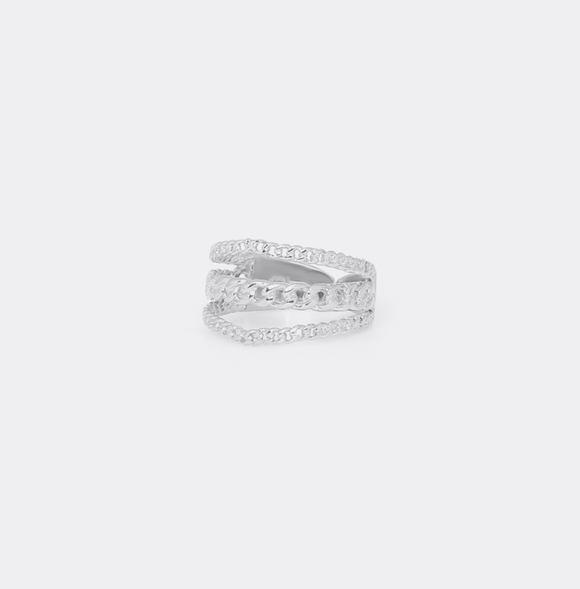 Bague ajustable 3 chaines argentées - Gatsby