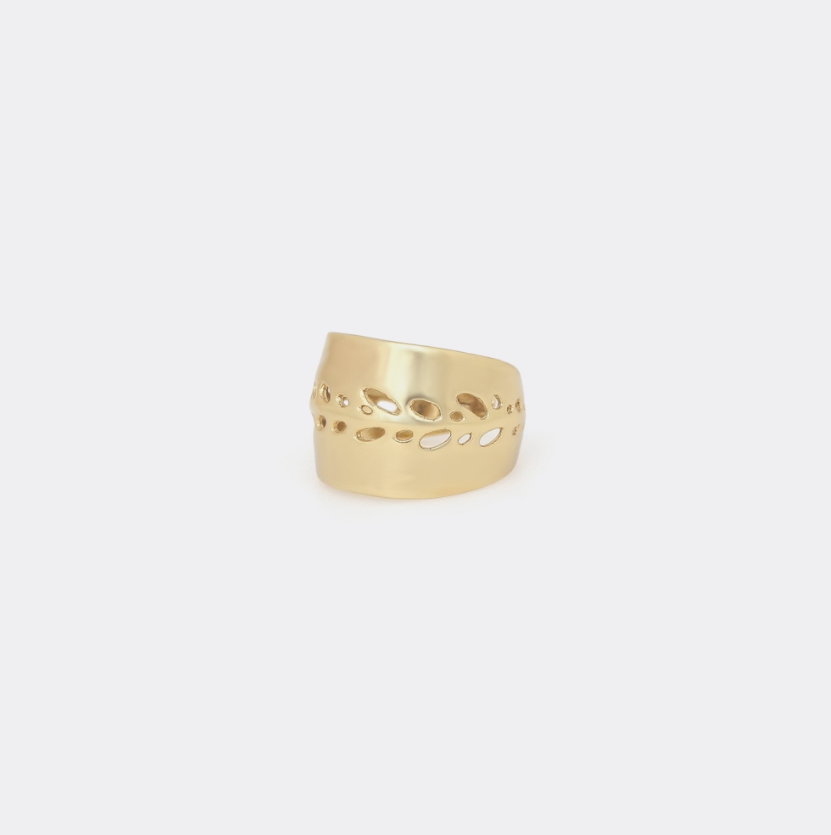 Bague large ajustable dorée - Rhaphi