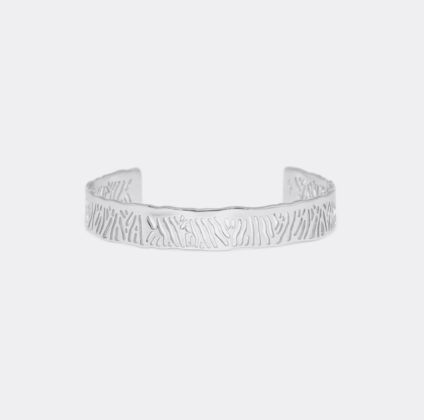 Bracelet jonc métal ajouré taille M argenté - Water Lily