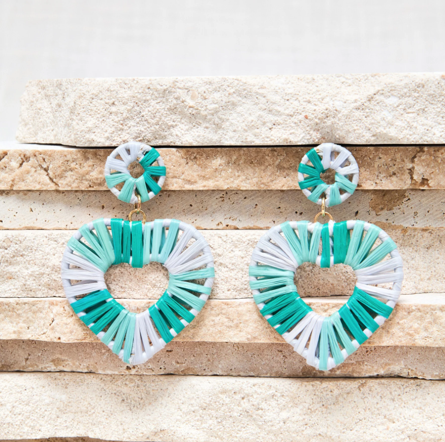 Boucles d\'oreilles Thea - Menthe / Jade