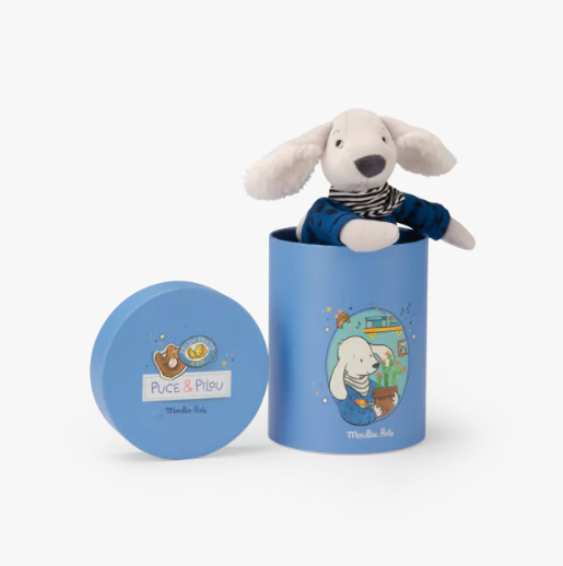 Poupée chien Pilou bleu - Puce et Pilou
