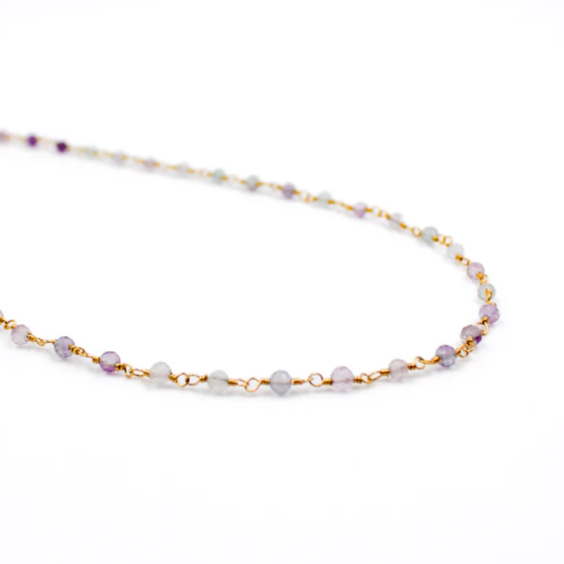 Collier perles Carole doré - Fluorite