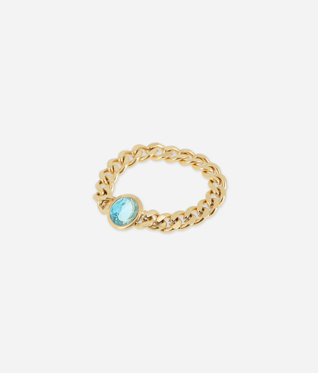 Bague Brunella - Acier doré & Bleu clair
