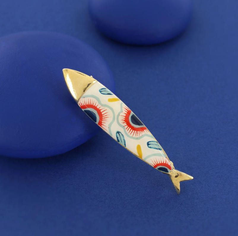Broche Sardine - Doré multi