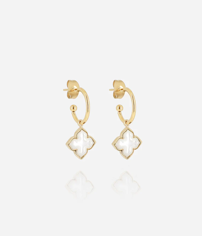 Boucles d\'oreilles Racine - Acier doré & Nacre