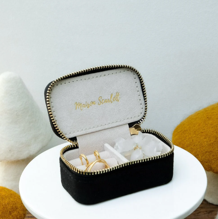 Mini boîte à bijoux de voyage Marie - Velours noir