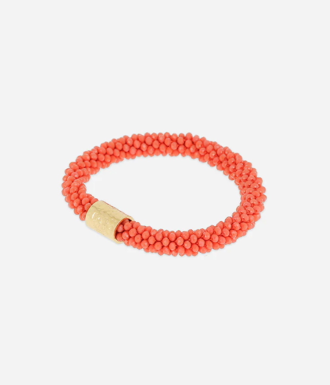 Bracelet Adenise - Acier doré & Corail
