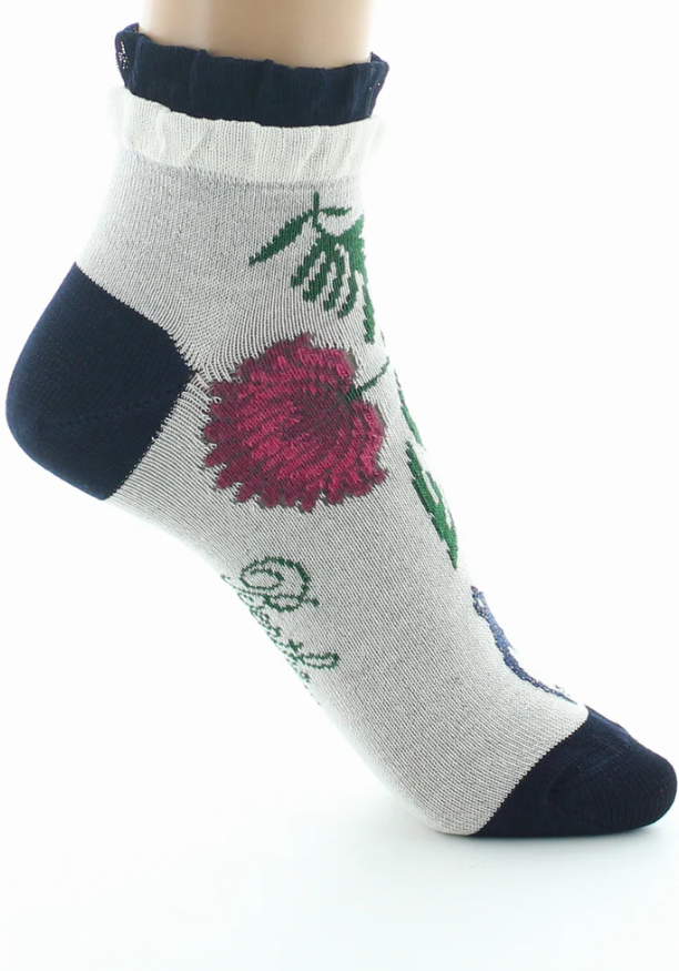 socquettes-femmes-coton-fleurs-feuilles-2
