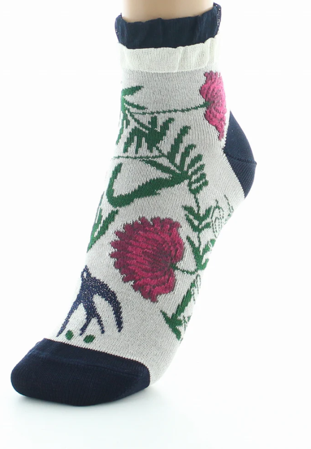 socquettes-femmes-coton-fleurs-feuilles-4
