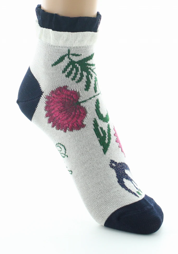 socquettes-femmes-coton-fleurs-feuilles-3
