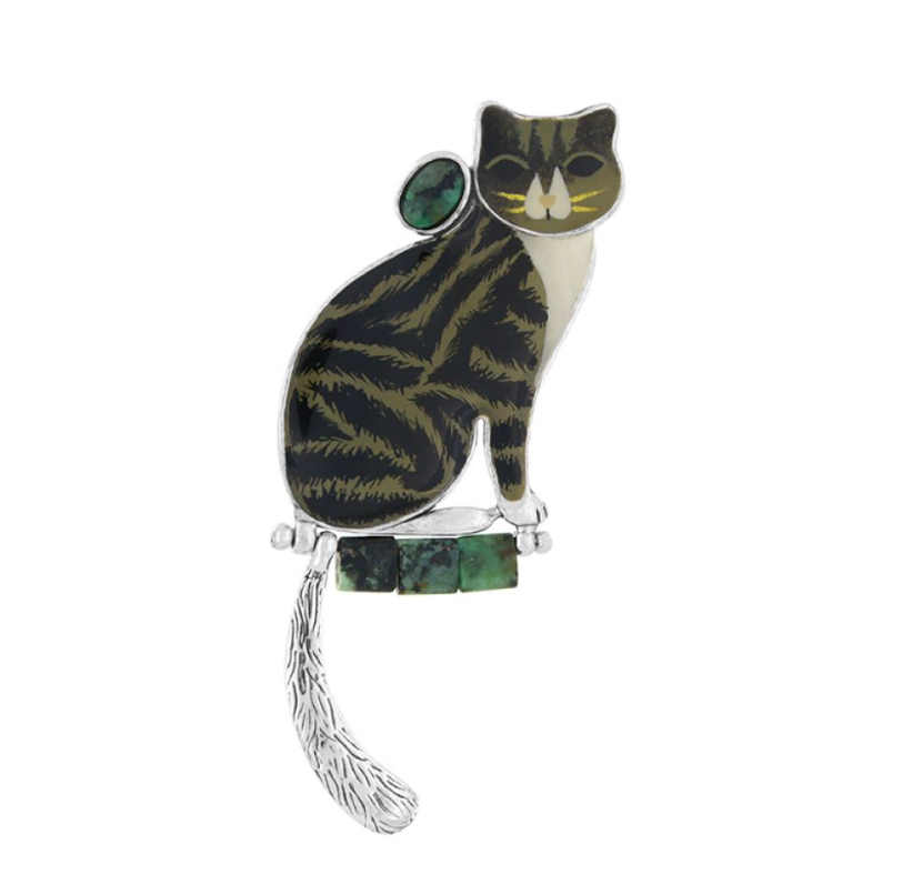 Broche Tabby - Argent noir