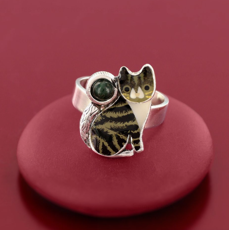Bague Tabby - Argent noir