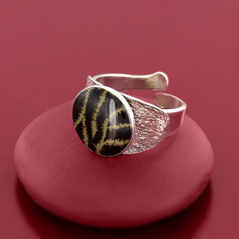 Bague Tabby - Argent noir