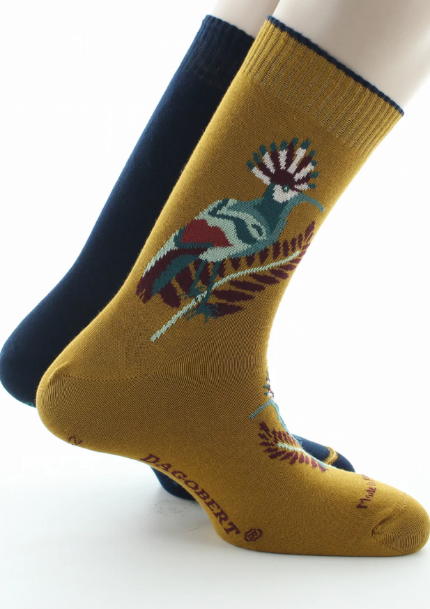 Chaussettes réversibles homme Huppe fasciée en coton - Moutarde
