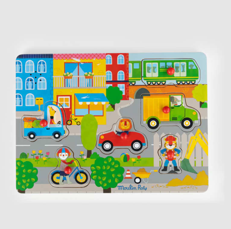 Puzzle sonore ville en bois - Les Popipop