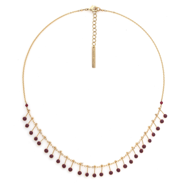 Collier chaine pistil bordeaux - Lauryne