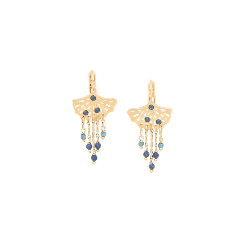 Boucles d\'oreilles dormeuses ginkgo multipampilles - Jinka