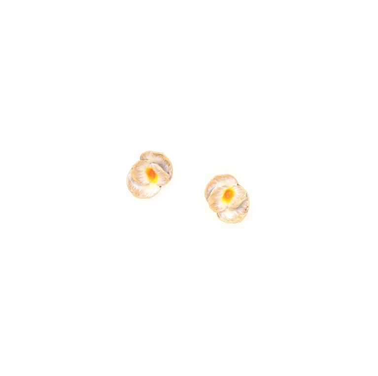 Boucles d\'oreilles puces fleur blanche - Betty