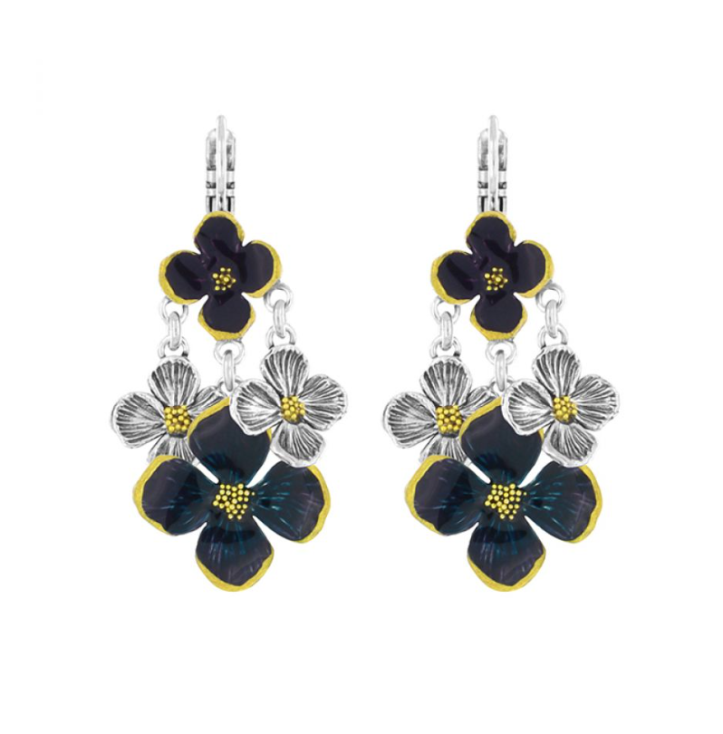 Dormeuses Hortensia - Argent prune