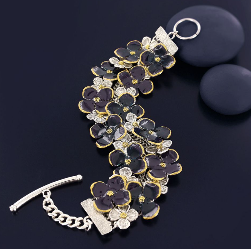 Bracelet Hortensia - Argent prune